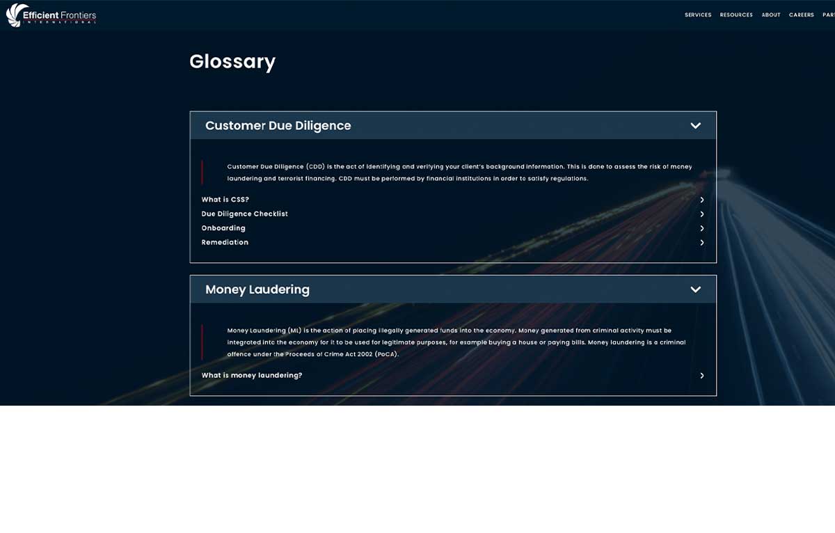 Efficient Frontiers International (UK) - Custom Laravel CMS